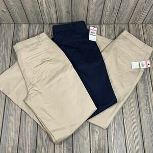 Tommy Hilfiger Girls School Uniform Chinos Sz 14.5 Plus Khaki Navy Lot 3 Classic